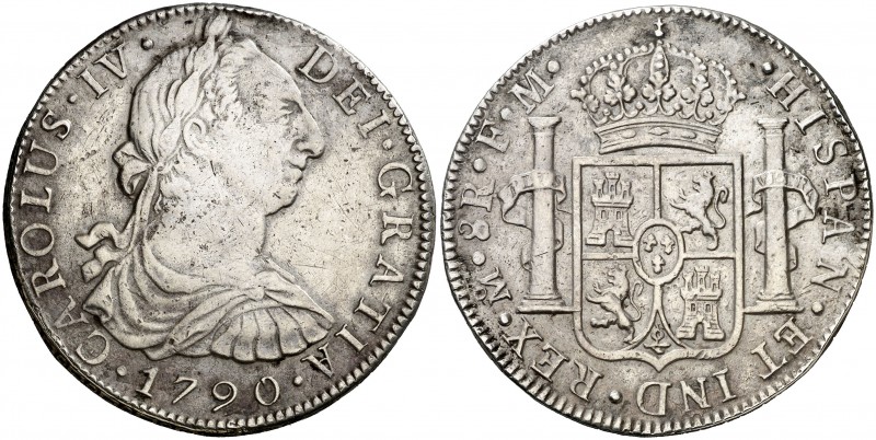 1790. Carlos IV. México. FM. 8 reales. (Cal. 682). 26,54 g. Busto de Carlos III....