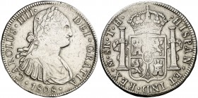1808. Carlos IV. México. TH. 8 reales. (Cal. 709). 26,86 g. Limpiada. MBC-.