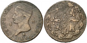 1810. José Napoleón. Segovia. 8 maravedís. (Cal. 100). 10,74 g. Escasa. MBC-.