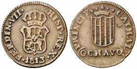 1813. Fernando VII. Catalunya. 1 ochavo. (Cal. 1534). 1,46 g. Buen ejemplar. MBC+.