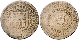 1830. Fernando VII. Manila. 1 cuarto. (Cal. 1610) (Basso 35) (Kr. 7). 2,59 g. Ex Colección Bohol 08/11/2017, nº 2247. MBC-.