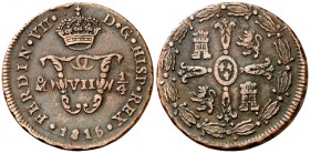 1816. Fernando VII. México. 1 cuarto. (Cal. 1626). 3,60 g. CU. Escasa. MBC.