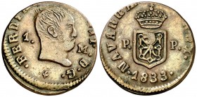 1833. Fernando VII. Pamplona. 1 maravedí. (Cal. 1660). 2,23 g. Buen ejemplar. MBC+.