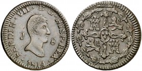 1814. Fernando VII. Jubia. 8 maravedís. (Cal. 1546). 9,93 g. MBC+.