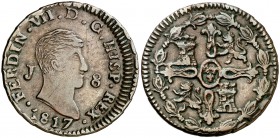 1817. Fernando VII. Jubia. 8 maravedís. (Cal. 1550). 9,95 g. MBC/MBC+.