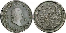 1819. Fernando VII. Jubia. 8 maravedís. (Cal. 1553). 9,49 g. MBC-/MBC.