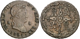 1831. Fernando VII. Segovia. 8 maravedís. (Cal. 1695). 11,12 g. MBC/MBC+.