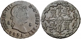1832. Fernando VII. Segovia. 8 maravedís. (Cal. 1696). 11,14 g. MBC.