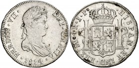 1814. Fernando VII. Lima. JP. 4 reales. (Cal. 743). 13,21 g. Rayitas. Rara. MBC-.