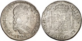 1820. Fernando VII. Durango CG. 8 reales. (Cal. 421). 27,21 g. Impurezas. MBC.