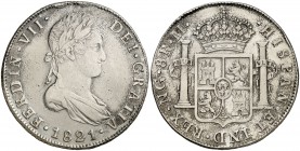 1821. Fernando VII. Guatemala. M. 8 reales. (Cal. 470). 26,83 g. Golpes en canto. MBC.