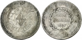 1823. Fernando VII. Mallorca. 5 pesetas. (Cal. 531). 26,82 g. CONST. Manchitas. Escasa. MBC.
