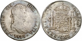 1813. Fernando VII. México. JJ. 8 reales. (Cal. 551). 26,76 g. Pátina. MBC-/MBC.