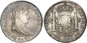 1816. Fernando VII. México. JJ. 8 reales. (Cal. 559). 27,09 g. Rayitas. Pátina. MBC+.