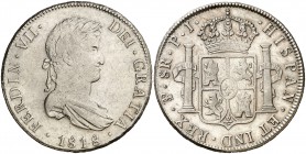 1818. Fernando VII. Potosí. PJ. 8 reales. (Cal. 607). 26,82 g. MBC+.