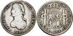 1819. Fernando VII. Potosí. PJ. 8 reales. (Cal. 608). 26 g. Busto a izquierda retocado a buril. (BC+).