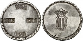 1809. Fernando VII. Tarragona. 5 pesetas. (Cal. 653). 26,56 g. MBC.