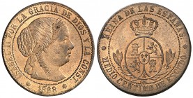 1868. Isabel II. Barcelona. . 1/2 céntimo de escudo. (Cal. 671). 1,17 g. S/C.