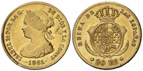 1861. Isabel II. Madrid. 20 reales. (Cal. 119). 1,71 g. Escasa. MBC+.