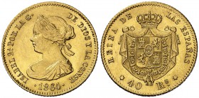1864. Isabel II. Madrid. 40 reales. (Cal. 106). 3,35 g. EBC-/EBC.