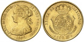 1862. Isabel II. Sevilla. 100 reales. (Cal. 40). 8,39 g. MBC+/EBC-.