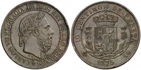 1875. Carlos VII, Pretendiente. Oñate. 10 céntimos. (Cal. 8). 10,16 g. Golpecitos. MBC/MBC+.