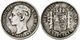 1876*1-76. Alfonso XII. DEM. 1 peseta. (Cal. 54). 4,99 g. MBC-.