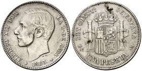1883*1883. Alfonso XII. MSM. 1 peseta. (Cal. 59). 4,95 g. MBC.