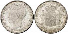 1896*1896. Alfonso XIII. PGV. 1 peseta. (Cal. 41). 5,04 g EBC+.