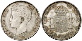 1900*1900. Alfonso XIII. SMV. 1 peseta. (Cal. 44). 5 g. EBC-.