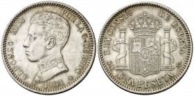 1904*1904. Alfonso XIII. SMV. 1 peseta. (Cal. 50). 5 g. EBC.