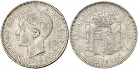 1898*1898. Alfonso XIII. SGV. 5 pesetas. (Cal. 27). 25,06 g. MBC+.