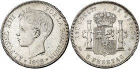 1898*1898. Alfonso XIII. SGV. 5 pesetas. (Cal. 27). 25 g. EBC.