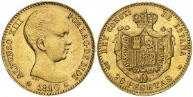 1890*1890. Alfonso XIII. MPM. 20 pesetas. (Cal. 5). 6,43 g. MBC+.