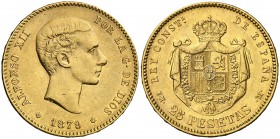 1879*1879. Alfonso XII. EMM. 25 pesetas. (Cal. 9). 8,06 g. EBC-.