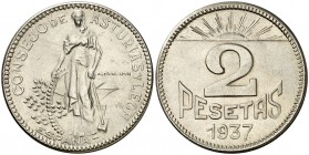 Asturias y León. 2 pesetas. (Cal. 4, como serie completa). 8,05 g. EBC+.