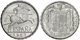 1953. Estado Español. 5 céntimos. (Cal. 136). 1,20 g. Escasa. S/C.
