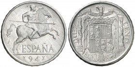 1941. Estado Español. 10 céntimos. (Cal. 129). 1,84 g. PLVS. S/C-.