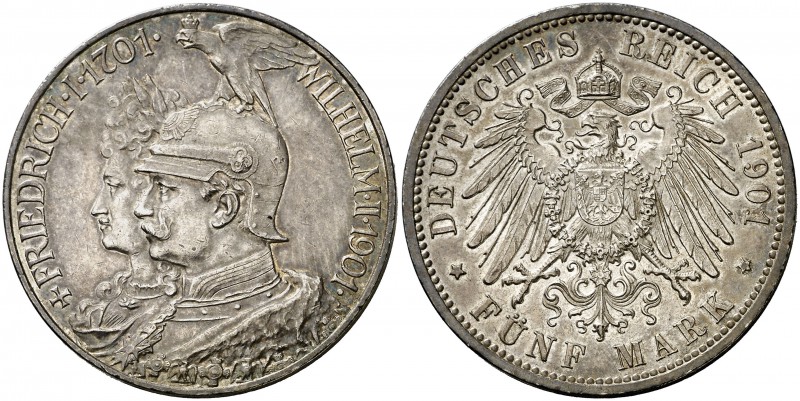 1901. Alemania. Prusia. Guillermo II. A (Berlín). 5 marcos. (Kr. 526). 27,76 g. ...