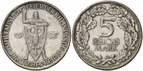 1925. Alemania. A (Berlín). 5 reichsmark. (Kr. 47). 25,06 g. AG. MBC+.