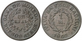 1840. Argentina. Buenos Aires. 1 real. (Kr. 7). 4,15 g. CU. MBC+.