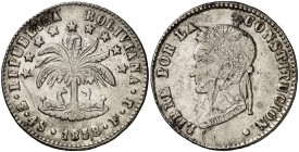 1858. Bolivia. Potosí. FJ. 4 soles. (Kr. 123.2). 13,82 g. MBC/MBC+.