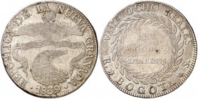 1839. Colombia. Nueva Granada. Bogotá. RS. 8 reales. (Kr. 98). 23,20 g. AG. MBC.