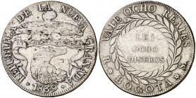 1839. Colombia. Nueva Granada. Bogotá. RS. 8 reales. (Kr. 98). 21,90 g. AG. MBC.