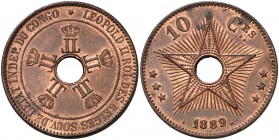 1889. Congo. Leopoldo II. 10 céntimos. (Kr. 4). 19,99 g. CU. EBC.