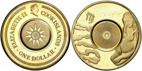 s/d. Islas Cook. Isabel II. 1 dólar. 30,91 g. Metal dorado. S/C-.