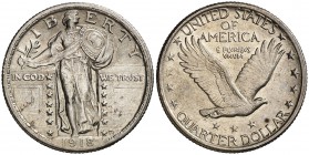 1918. Estados Unidos. Filadelfia. 1/4 de dólar. (Kr. 145). 6,19 g. AG. EBC.