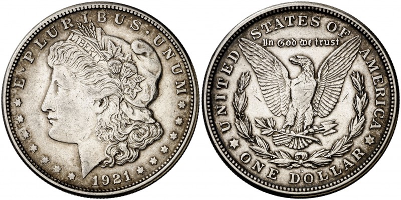 1921. Estados Unidos. S (San Francisco). 1 dólar. (Kr. 110). 26,68 g. AG. MBC+.