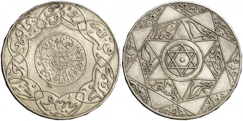 AH 1315 (1897). Marruecos. Abd al-Aziz (1894-1908). París. 5 dirhams. (Kr. 12.2)...