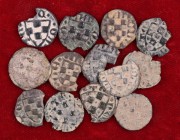 Edad Media. Comtat d'Urgell. Balaguer. Lote de 13 pugesas de Teresa d'Entença (1314-1328), la mayoría con cospel faltado. Diversas variantes. A examin...